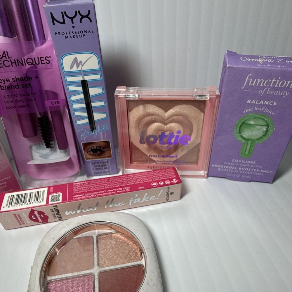8pc FLOWER Petal Play Shadow Quad, NYX Vivid Brights Liner, Real Techniques Set - Picture 3 of 16